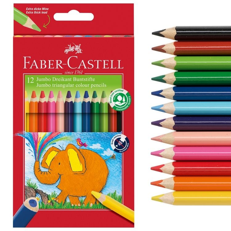 Produktbild: Faber-Castell Buntstifte dreikant Jumbo 5.4mm 12er Karton