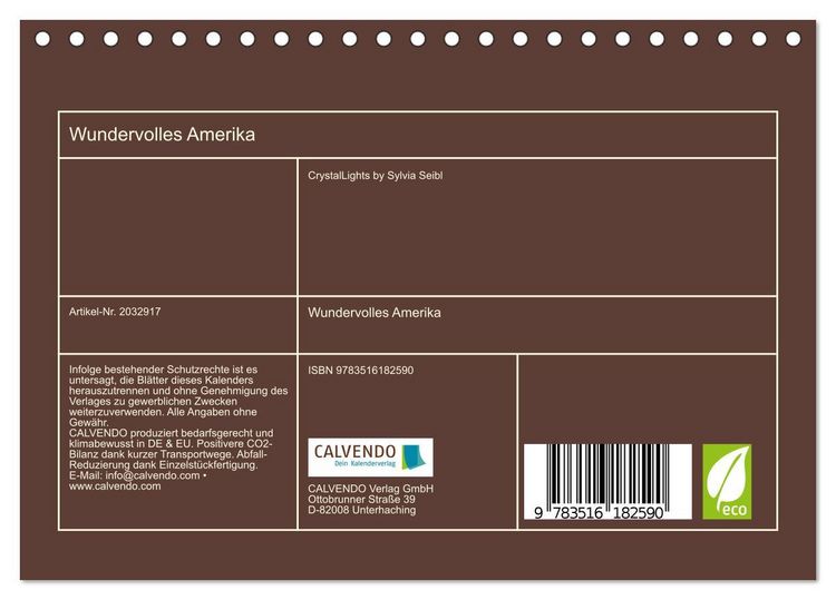 Produktbild: Wundervolles Amerika (Tischkalender 2026 DIN A5 quer), CALVENDO Monatskalender