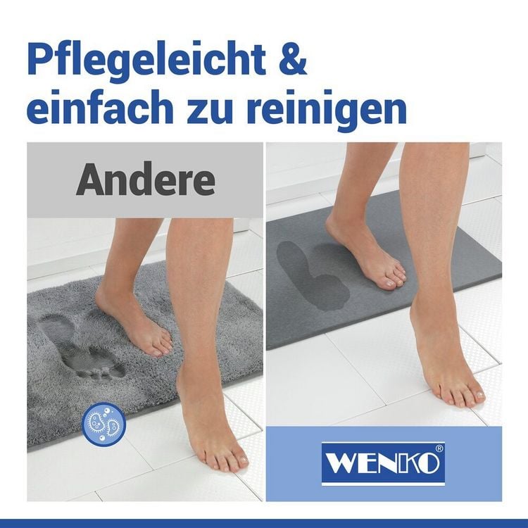 Produktbild: Diatomit Badematte Mod. Simi Grau, 60 x 39 cm, schnelltrocknend und rutschsicher