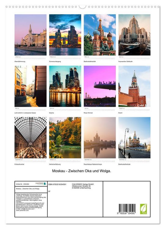 Produktbild: Moskau - Zwischen Oka und Wolga. (hochwertiger Premium Wandkalender 2026 DIN A2 hoch), Kunstdruck in Hochglanz