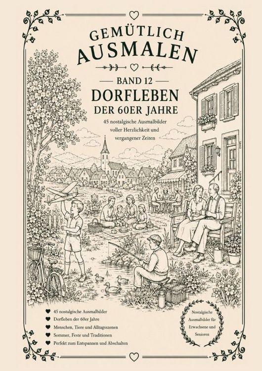 Produktbild: Gem&uuml;tlich ausmalen / Gem&uuml;tlich ausmalen - Dorfleben der 60er Jahre
