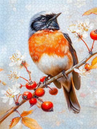 Produktbild: CALVENDO Puzzle Einheimischer Singvogel Gartenrotschwanz Malerei | 2000 Teile Lege-Gr&ouml;&szlig;e 90x67cm Foto-Puzzle f&uuml;r gl&uuml;ckliche Stunden