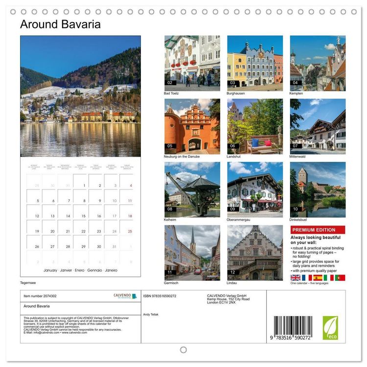 Produktbild: Around Bavaria (Wall Calendar 2026 12 &times; 12 Inch) CALVENDO 12 Month Wall Calendar