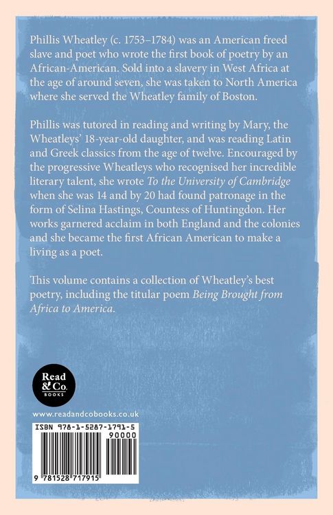 Produktbild: Being Brought from Africa to America - The Best of Phillis Wheatley