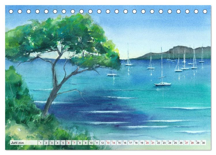 Produktbild: Frankreich Aquarelle (Tischkalender 2026 DIN A5 quer), CALVENDO Monatskalender