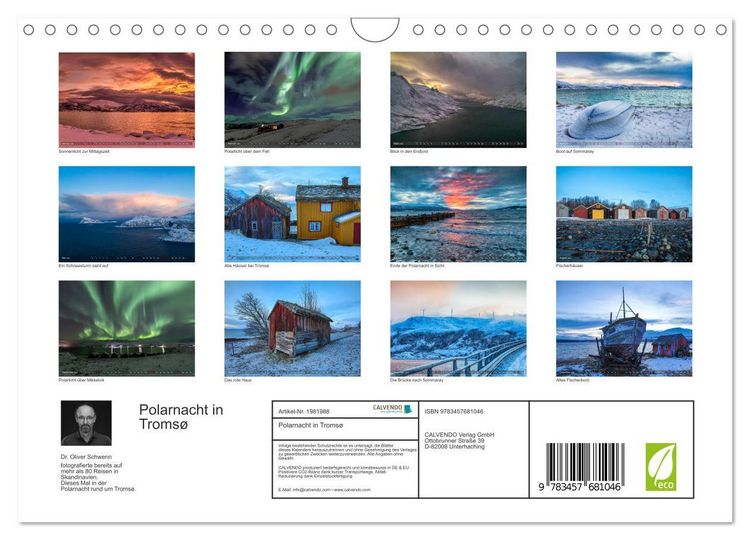 Produktbild: Polarnacht in Troms&oslash; (Wandkalender 2026 DIN A4 quer), CALVENDO Monatskalender