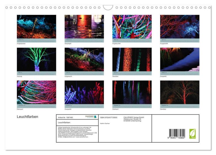 Produktbild: Leuchtfarben (Wandkalender 2026 DIN A3 quer), CALVENDO Monatskalender