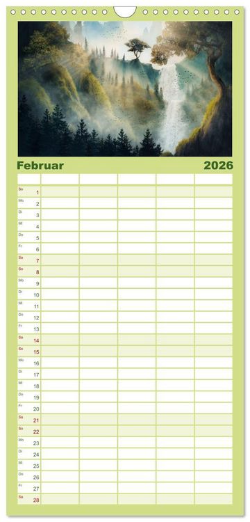 Produktbild: Familienplaner 2026 - Geheimnisse des alten Waldes mit 5 Spalten (Wandkalender, 21 x 45 cm) CALVENDO