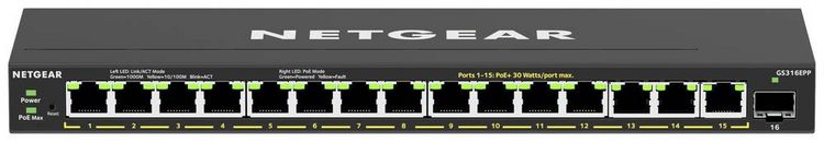 Produktbild: NETGEAR GS316EPP-100PES GS316EPP Netzwerk Switch 16 Port 1 GBit/s PoE-Funktion