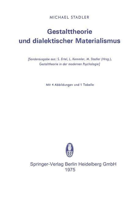 Produktbild: Gestalttheorie und dialektischer Materialismus