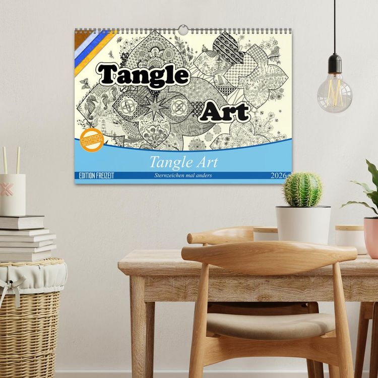 Produktbild: Tangle-Art, Sternzeichen mal anders (Wandkalender 2026 DIN A3 quer), CALVENDO Monatskalender