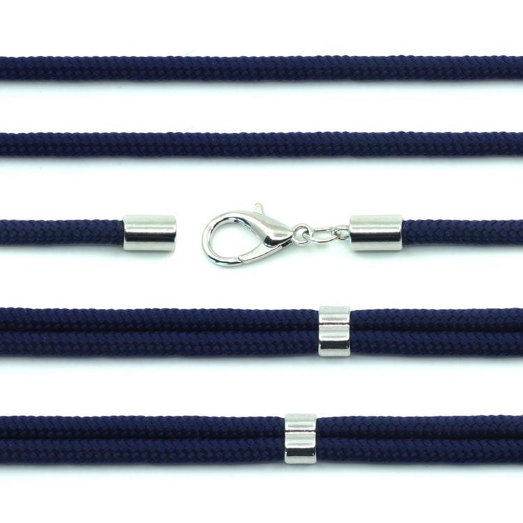 Produktbild: Maskenhalter Kordel Dunkelblau/Silber