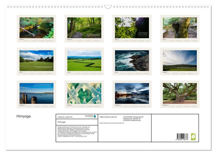 Produktbild: Hirnyoga (Wandkalender 2026 DIN A2 quer), CALVENDO Monatskalender