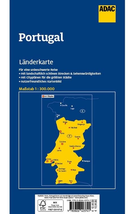 Produktbild: ADAC L&auml;nderkarte Portugal 1:300.000