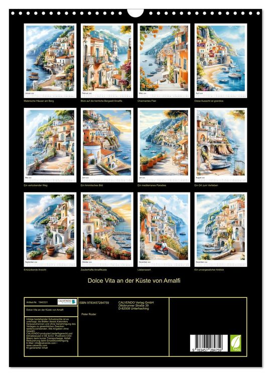 Produktbild: Dolce Vita an der K&uuml;ste von Amalfi (Wandkalender 2026 DIN A3 hoch), CALVENDO Monatskalender