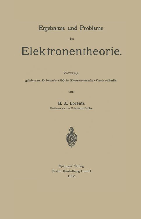 Produktbild: Ergebnisse und Probleme der Elektronentheorie