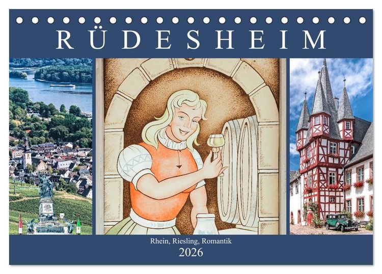 Produktbild: R&uuml;desheim - Rhein, Riesling, Romantik (Tischkalender 2026 DIN A5 quer), CALVENDO Monatskalender