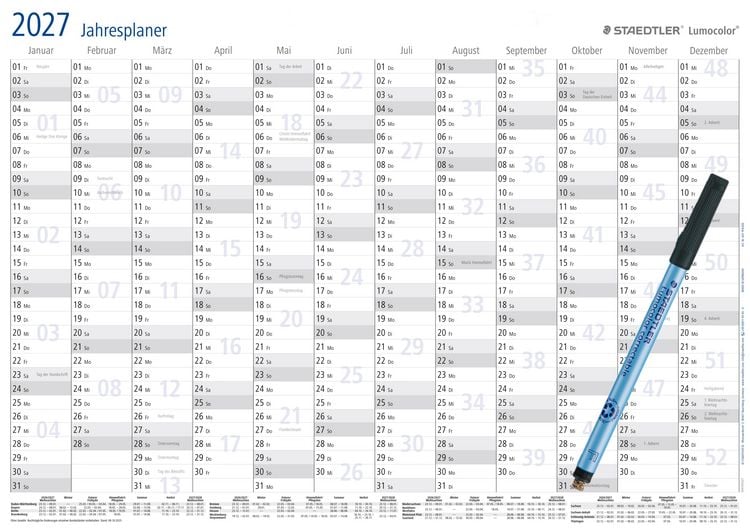 Produktbild: STAEDTLER Kalender Lumocolor Jahresplaner 2027, DIN A1