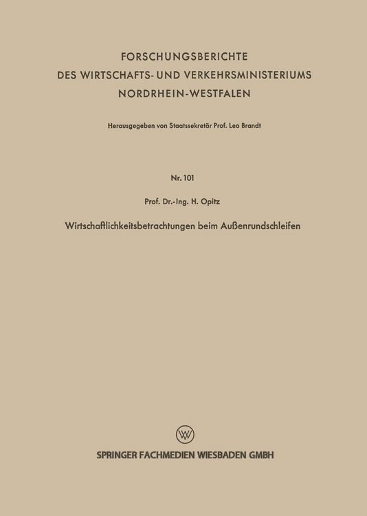 Produktbild: Wirtschaftlichkeitsbetrachtungen beim Au&szlig;enrundschleifen