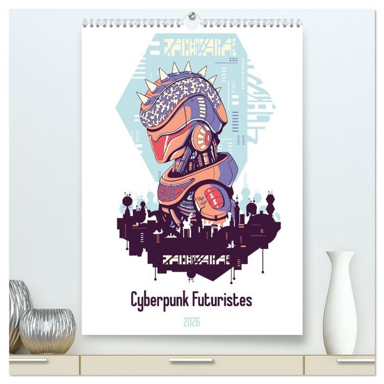 Produktbild: Cyberpunk Futuristes (Calendrier mural 2026 DIN A2 horizontal) calendrier de bureau