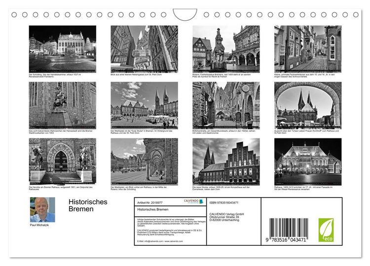 Produktbild: Historisches Bremen (Wandkalender 2026 DIN A4 quer), CALVENDO Monatskalender