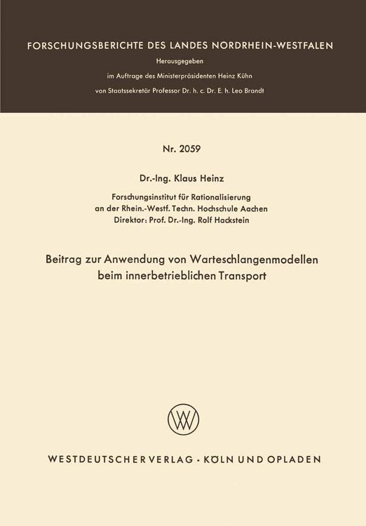 Produktbild: Beitrag zur Anwendung von Warteschlangenmodellen beim innerbetrieblichen Transport