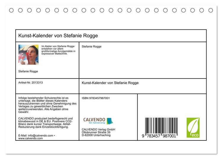 Produktbild: Kunst-Kalender von Stefanie Rogge (Tischkalender 2026 DIN A5 quer), CALVENDO Monatskalender