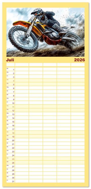 Produktbild: Familienplaner 2026 - Motocross - Highspeed durch das Jahr mit 5 Spalten (Wandkalender, 21 x 45 cm) CALVENDO