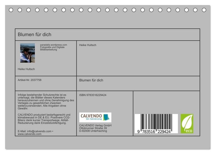 Produktbild: Blumen f&uuml;r dich (Tischkalender 2026 DIN A5 quer), CALVENDO Monatskalender