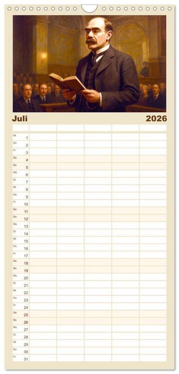 Produktbild: Familienplaner 2026 - Rudyard Kipling mit 5 Spalten (Wandkalender, 21 x 45 cm) CALVENDO