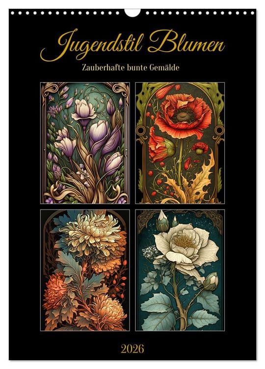 Produktbild: Jugendstil Blumen (Wandkalender 2026 DIN A3 hoch), CALVENDO Monatskalender