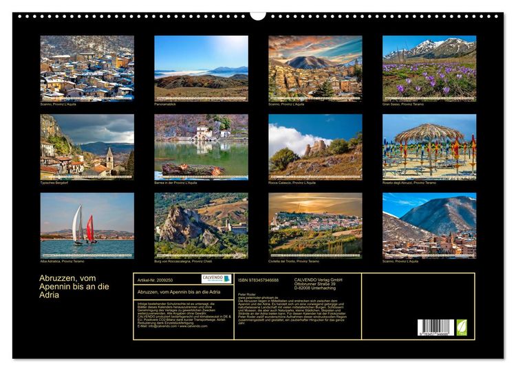 Produktbild: Abruzzen, vom Apennin bis an die Adria (Wandkalender 2026 DIN A2 quer), CALVENDO Monatskalender