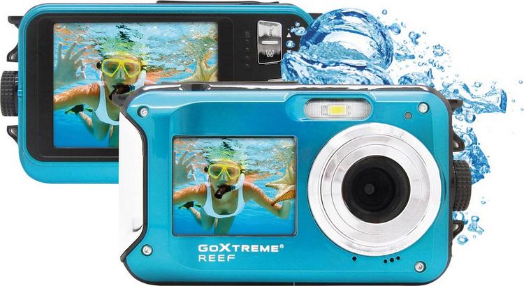 Produktbild: GoXtreme Reef Blue Digitalkamera 24 Megapixel  Blau  Full HD Video, Wasserdicht bis 3 m, Unterwasserkamera, Sto&szlig;fest, mit eingebautem Blitz