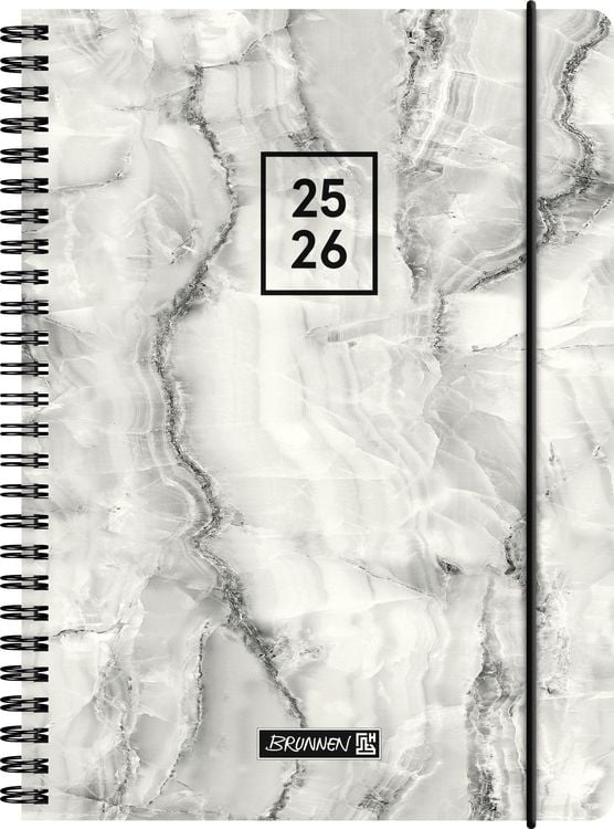 Produktbild: BRUNNEN Schülerkalender (2025/2026) "Grey Marble", 2 Seiten = 1 Woche, A5, 208 Seiten, PP-Umschlag, grau