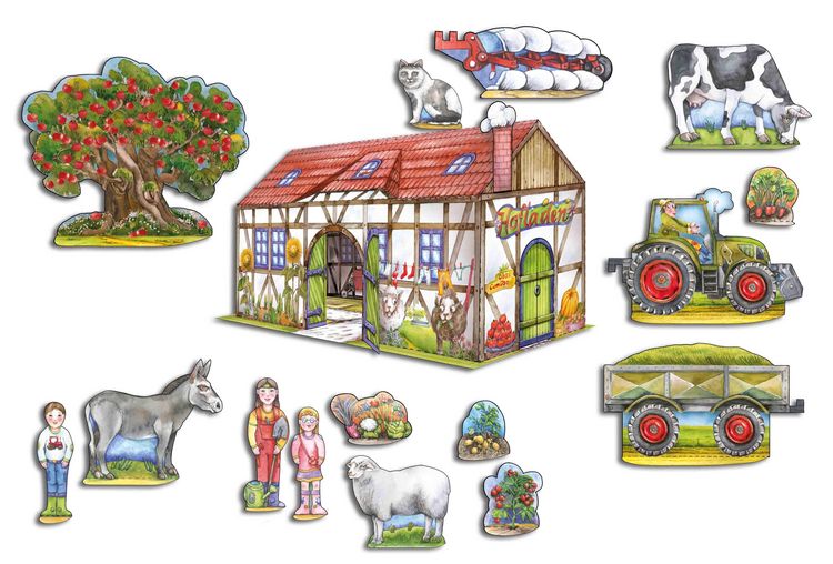 Produktbild: Bauernhof basteln aus Papier Bastelbogen Ausschneidebogen