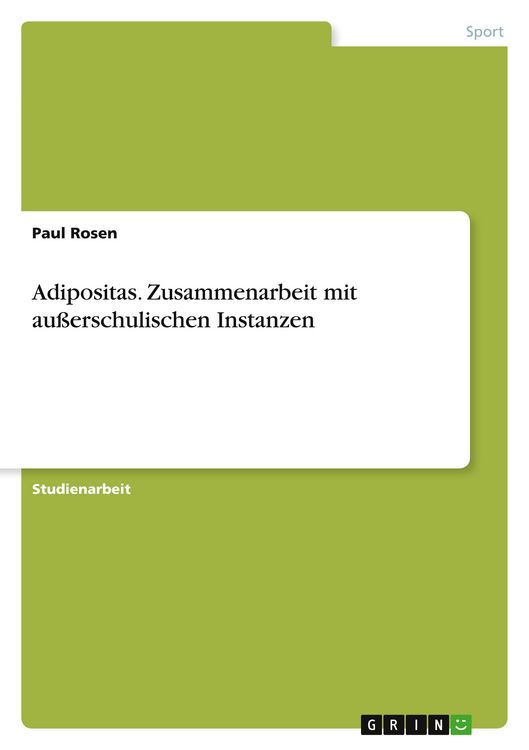 Produktbild: Adipositas. Zusammenarbeit mit au&szlig;erschulischen Instanzen