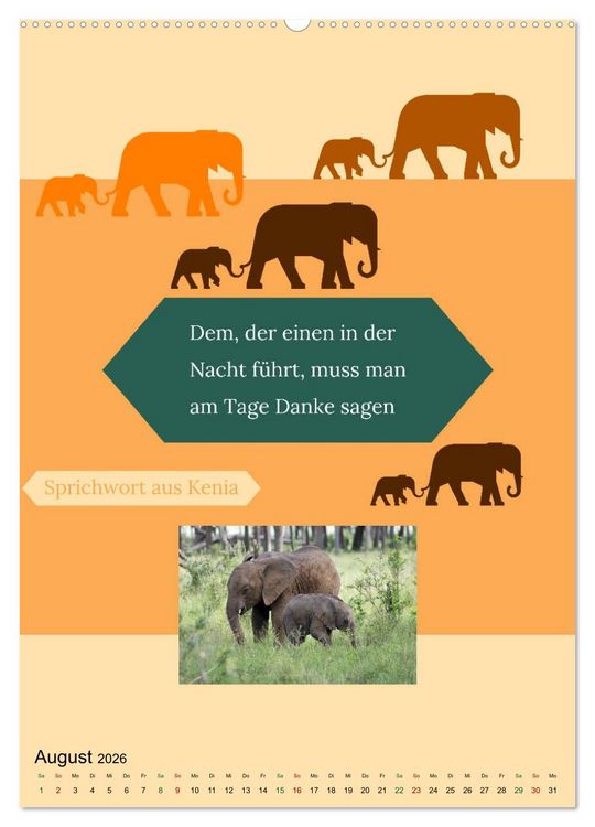 Produktbild: Kenia..mit einem Hauch Poesie - Weisheiten und Zitate (Wandkalender 2026 DIN A2 hoch), CALVENDO Monatskalender