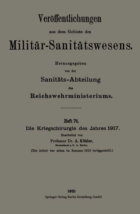 Produktbild: Die Kriegschirurgie des Jahres 1917