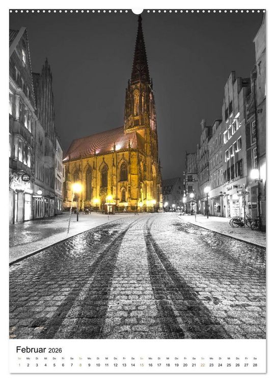 Produktbild: M&uuml;nster - erstrahlt bei Nacht (Wandkalender 2026 DIN A2 hoch), CALVENDO Monatskalender