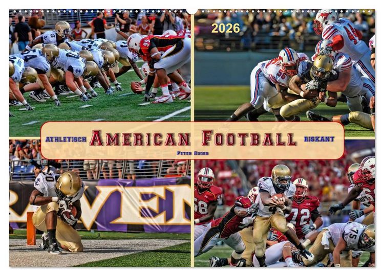 Produktbild: American Football - athletisch und riskant (Wandkalender 2026 DIN A2 quer), CALVENDO Monatskalender