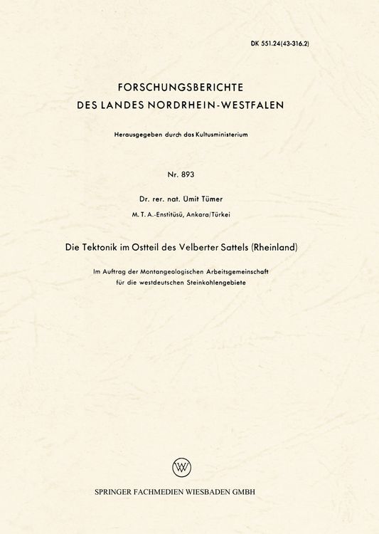 Produktbild: Die Tektonik im Ostteil des Velberter Sattels (Rheinland)