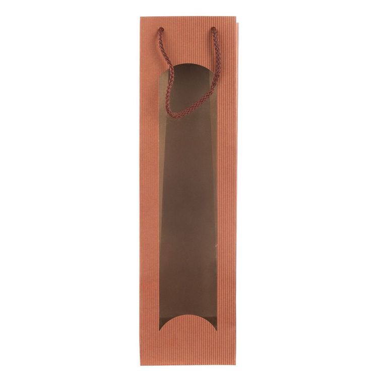 Produktbild: Idena Flaschentasche mit Fenster kupfer 10x36x8cm 210g/m&sup2;