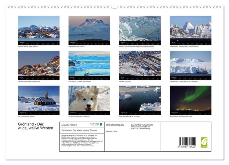 Produktbild: Gr&ouml;nland - Der wilde, wei&szlig;e Westen (hochwertiger Premium Wandkalender 2026 DIN A2 quer), Kunstdruck in Hochglanz
