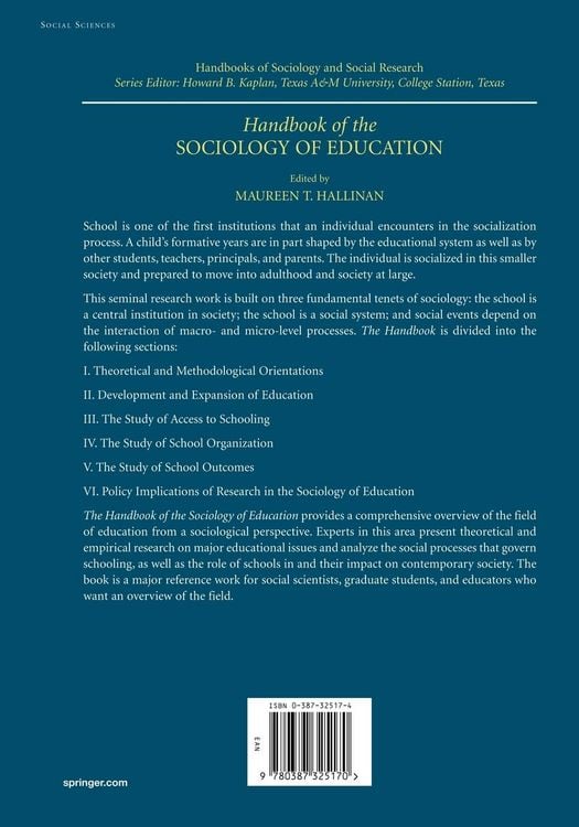 Produktbild: Handbook of the Sociology of Education