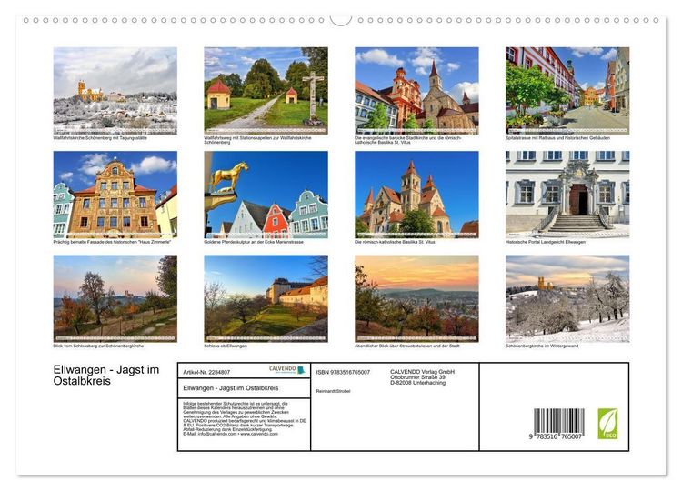 Produktbild: Ellwangen - Jagst im Ostalbkreis (hochwertiger Premium Wandkalender 2027 DIN A2 quer), Kunstdruck in Hochglanz