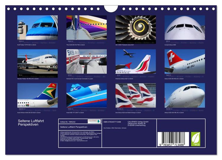 Produktbild: Seltene Luftfahrt Perspektiven (Wandkalender 2026 DIN A4 quer), CALVENDO Monatskalender