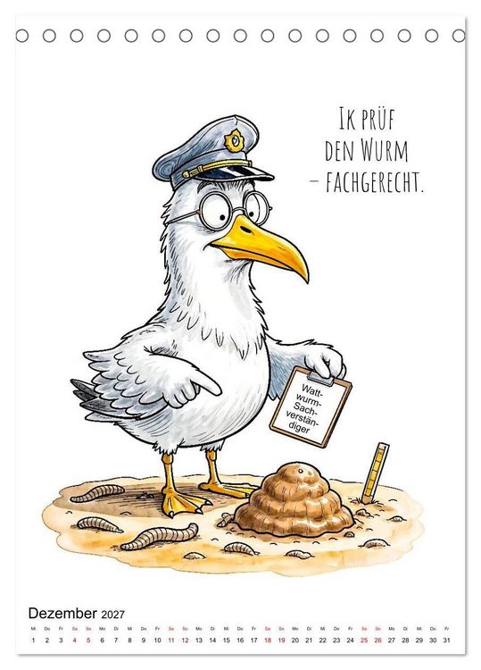 Produktbild: Freche K&uuml;sten‑M&ouml;wen - Lustiger maritimer Cartoon‑Kalender (Tischkalender 2027 DIN A5 hoch), CALVENDO Monatskalender