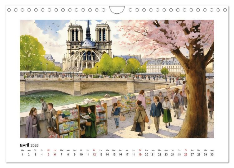 Produktbild: Paris, ville d'amour (Calendrier mural 2026 DIN A4 vertical), CALVENDO calendrier mensuel