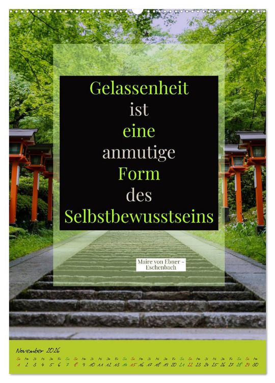 Produktbild: Aktiviere deine Gelassenheit Weisheiten und Zitate (Wandkalender 2026 DIN A2 hoch), CALVENDO Monatskalender
