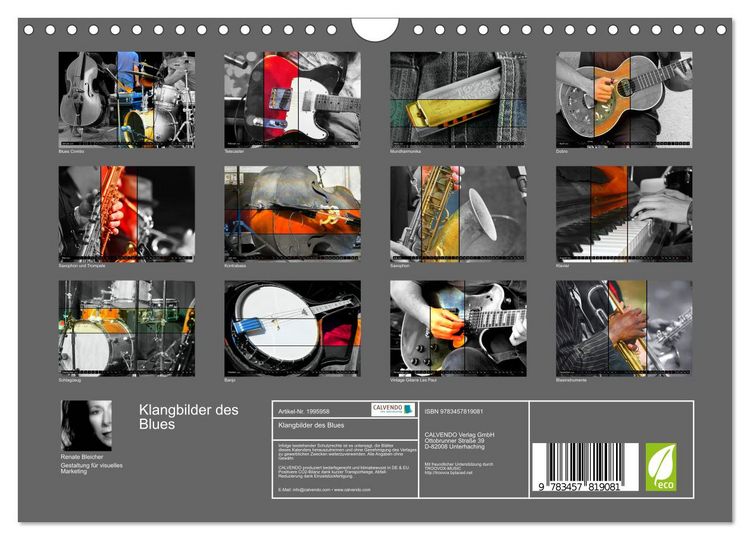 Produktbild: Klangbilder des Blues (Wandkalender 2026 DIN A4 quer), CALVENDO Monatskalender